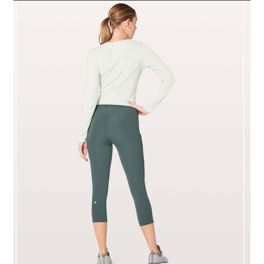 Lululemon Speed Up Crop 21" Dark Forest Green Luxtreme Running Leggings Size 4 - Picture 2 of 12